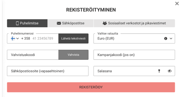 Megaparin rekisteröintilomake