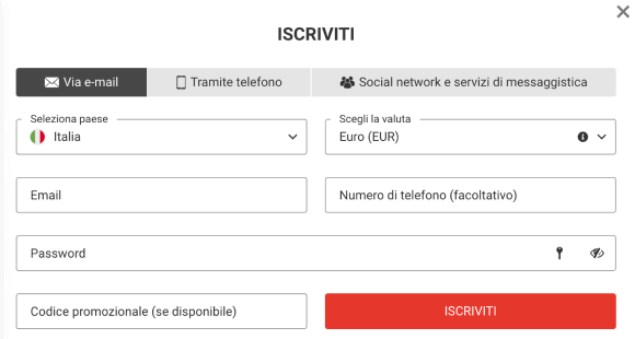 Modulo di registrazione Megapari