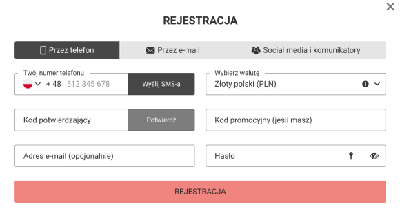 Formularz rejestracyjny Megapari